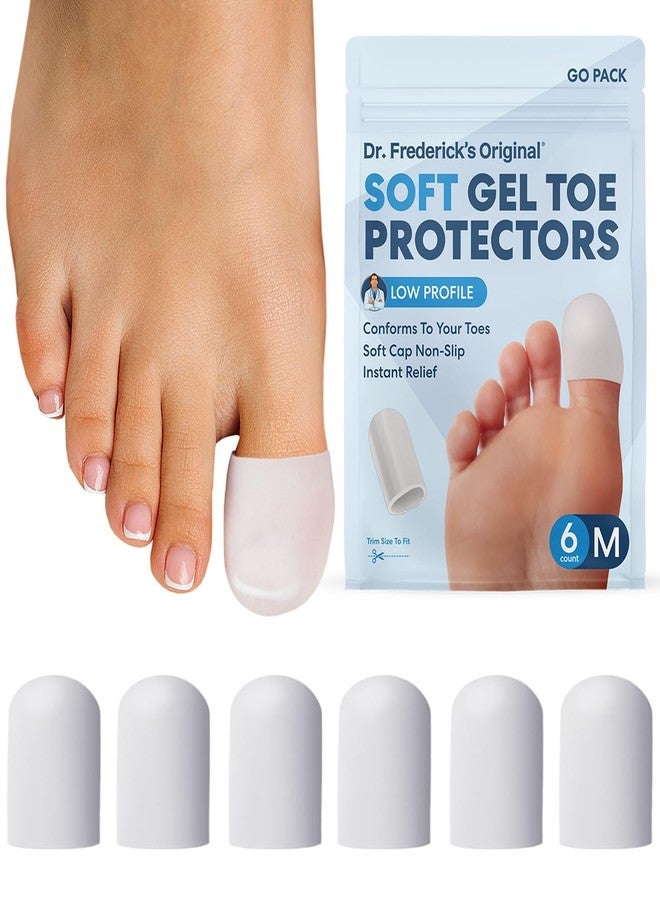Dr. Frederick's Original Soft Gel Toe Protectors for Men & Women - 6 ct - Toe Caps for Foot Pain Relief - Sleeves for Ingrown Toenails, Corns, Calluses, and Blisters - Medium - White - Image 1
